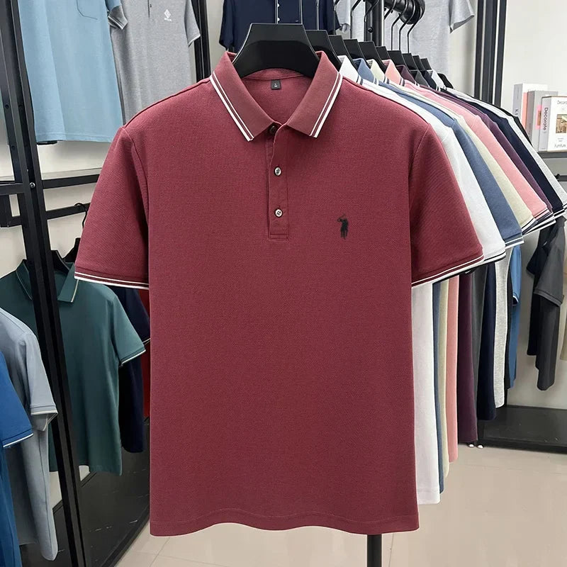 Fashion brand 100% cotton summer new item men's original pony embroidered polo shirt comfortable and breathable short sleeve top
