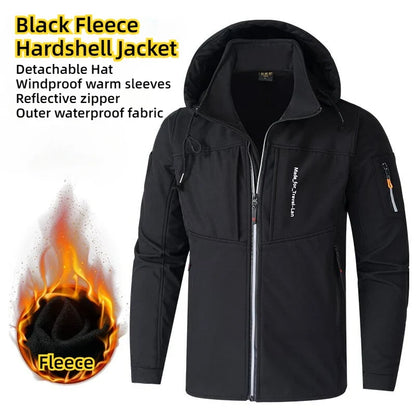 Men's Outdoor Jackets Fleece Lining Windbreaker Waterproof Winter Warm Jacket for Men Detachable Hat Men's Coats