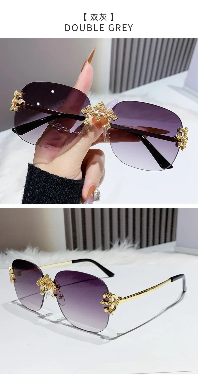 2025 New Frameless Sunglasses Women Men High-end Fashion Sunscreen Ladies Square Sun Glasses Alloy Legs Gafas De Sol UV400