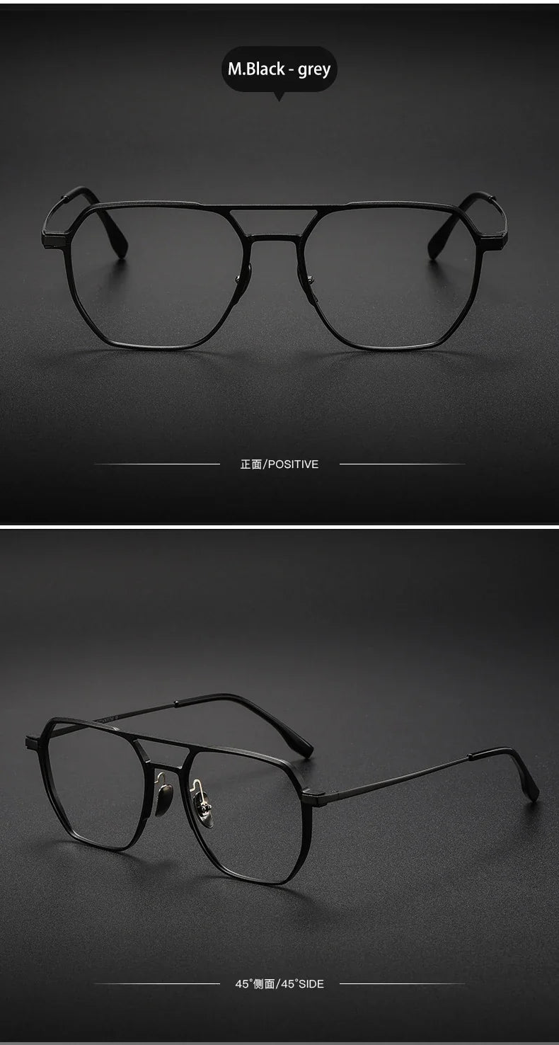 Large Frame Aluminum Frame Titanium Business Anti-Blue Light Reading Glasses Men Ladies Customizable Prescription ZY-20239