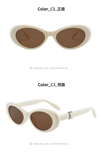 Vintage Oval Sunglasses NEW Women Luxury Brand Designer Small Oval Sun Glasses Retro Fashion Shades Men Eyegalsses Gafas De Sol