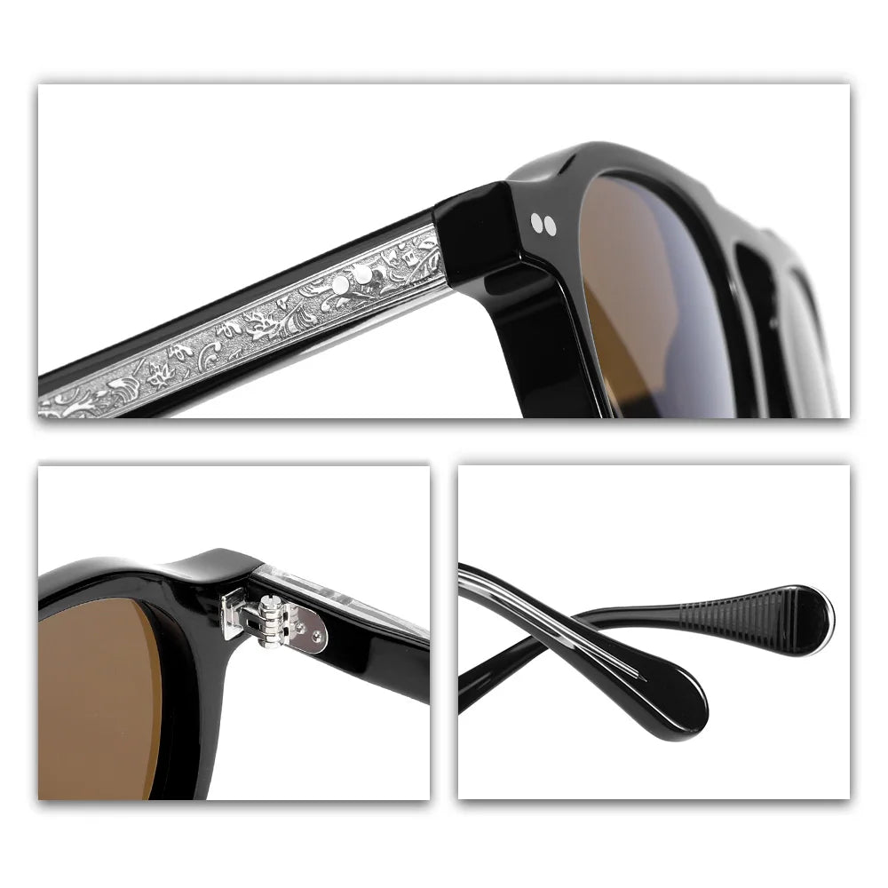 Driving Sunglasses for Men Women Polarized Lens UV400 Protection Retro Round Glasses  Frame Anti Glare for Day Use