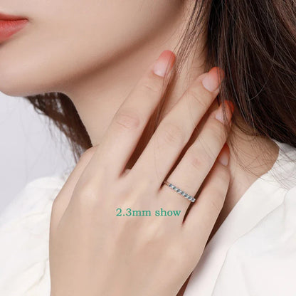 18k Plated 3MM 7 Stones Moissanite Rings for Women Classic Match Diamond Wedding Bands 925 Sterling Silver Jewelry