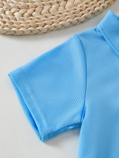 Boys' Summer Fashionable Comfortable Short Sleeve POLO Shirt And Shorts Set Casual Wear for Kids