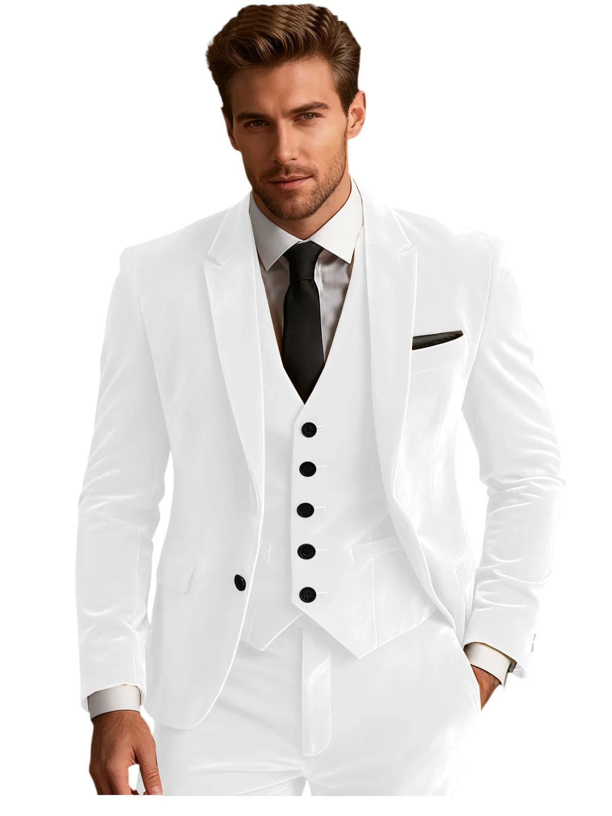Elegant Wedding Men's Suit Business Tuxedos Formal 3 Piece Set Jacket Vest Pants Single Breasted Men Sport Coats Blazers