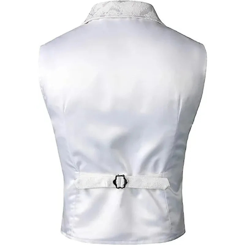 Men Suit Vests Steampunk Gothic Printed Turn Down Collar Waistcoat Male Slim Sleeveless Stage Party Casual Vests