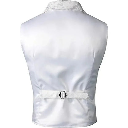 Men Suit Vests Steampunk Gothic Printed Turn Down Collar Waistcoat Male Slim Sleeveless Stage Party Casual Vests