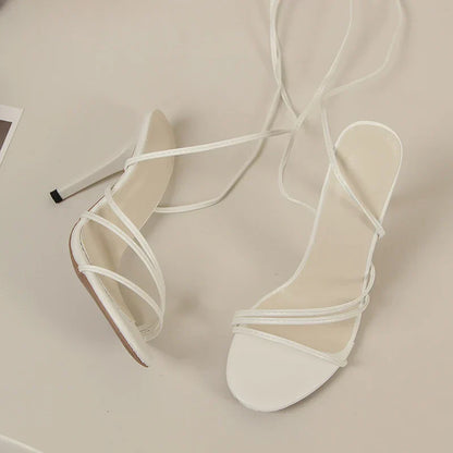 Fashion Rome Sexy High Heels Sandals Women Cross Tied-Lace Up Shoes Summer 2024 Open Toe Dress Slippers Femme Pumps Sandals