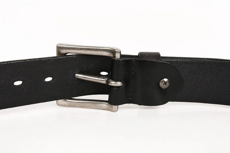 3.8CM Cowboy Punk Belt Real Genuine Leather Men Belt Metal Stud Rivet Jeans Belts For Men Strap Ceinture Homme Male Strap