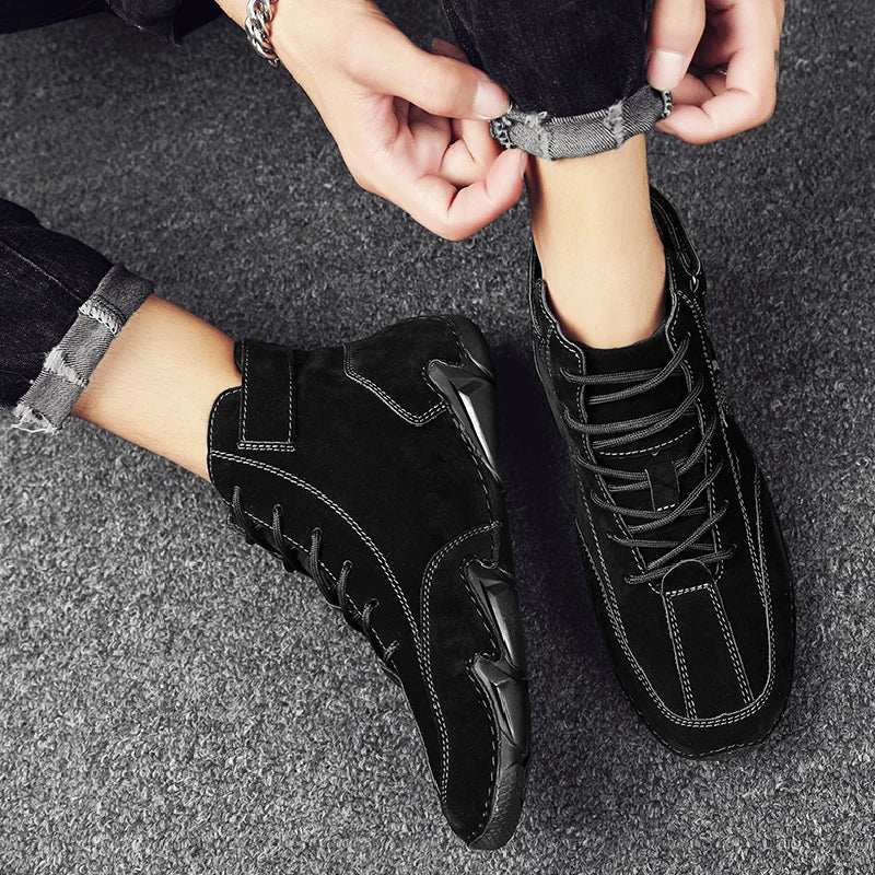 Winter Men Boots Suede Leather With Fur Ankle Boots Men Leisure Boots Keep Warm Western Boots Men Casual Sneakers Bota Masculina
