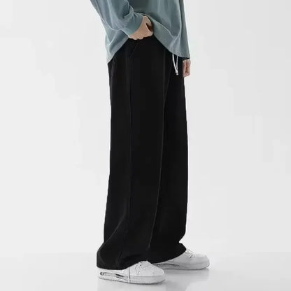 Spring and Autumn New American Drawstring Jeans for Men, Loose and Versatile Casual Pants, Trendy Washed Men's Pants
