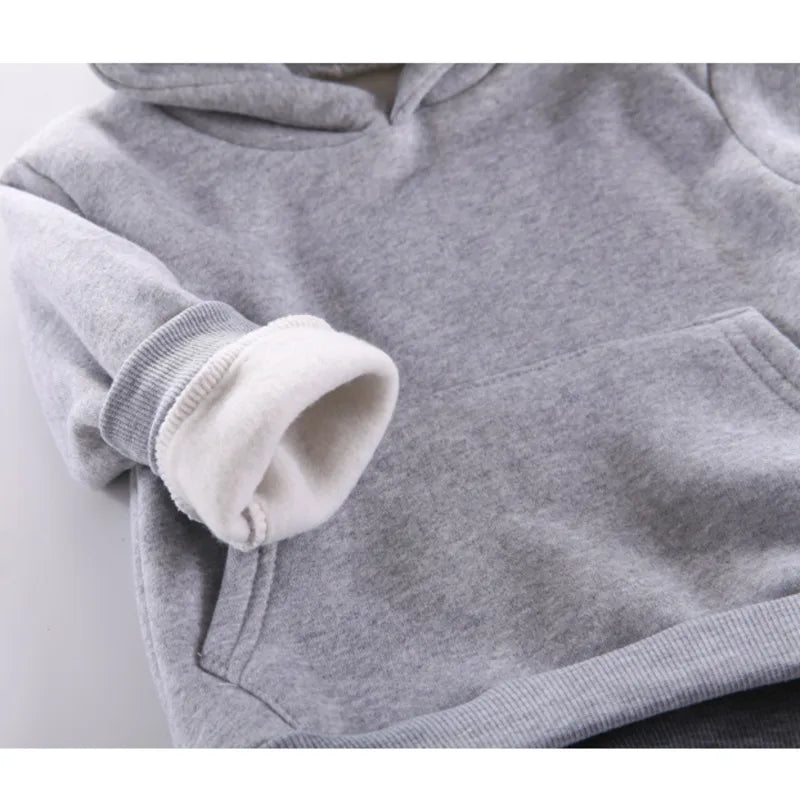 New Autumn Winter Fashion Baby Girls Clothes Children Boys Thicken Hoodies Pants 2Pcs/Set Toddler Sports Costume Kids Tracksuits