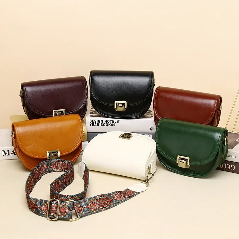 New Style Genuine Leather Women's Small Bag Vegetable Tanned Cow Leather Single Shoulder Bag Lady Popular Messenger Purse