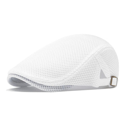 Men Women Hat Adjustable Newsboy Beret Ivy Cap Cabbie Flat Caps  Breathable Mesh Summer