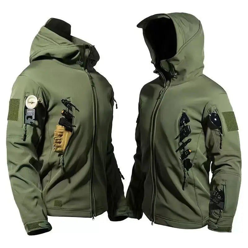 Men's Winter Fleece Warm Sharkskin Tactical Outdoor Jackets Camping Hiking Trekking Hunting Military Climbing Cargo Hooded Coat