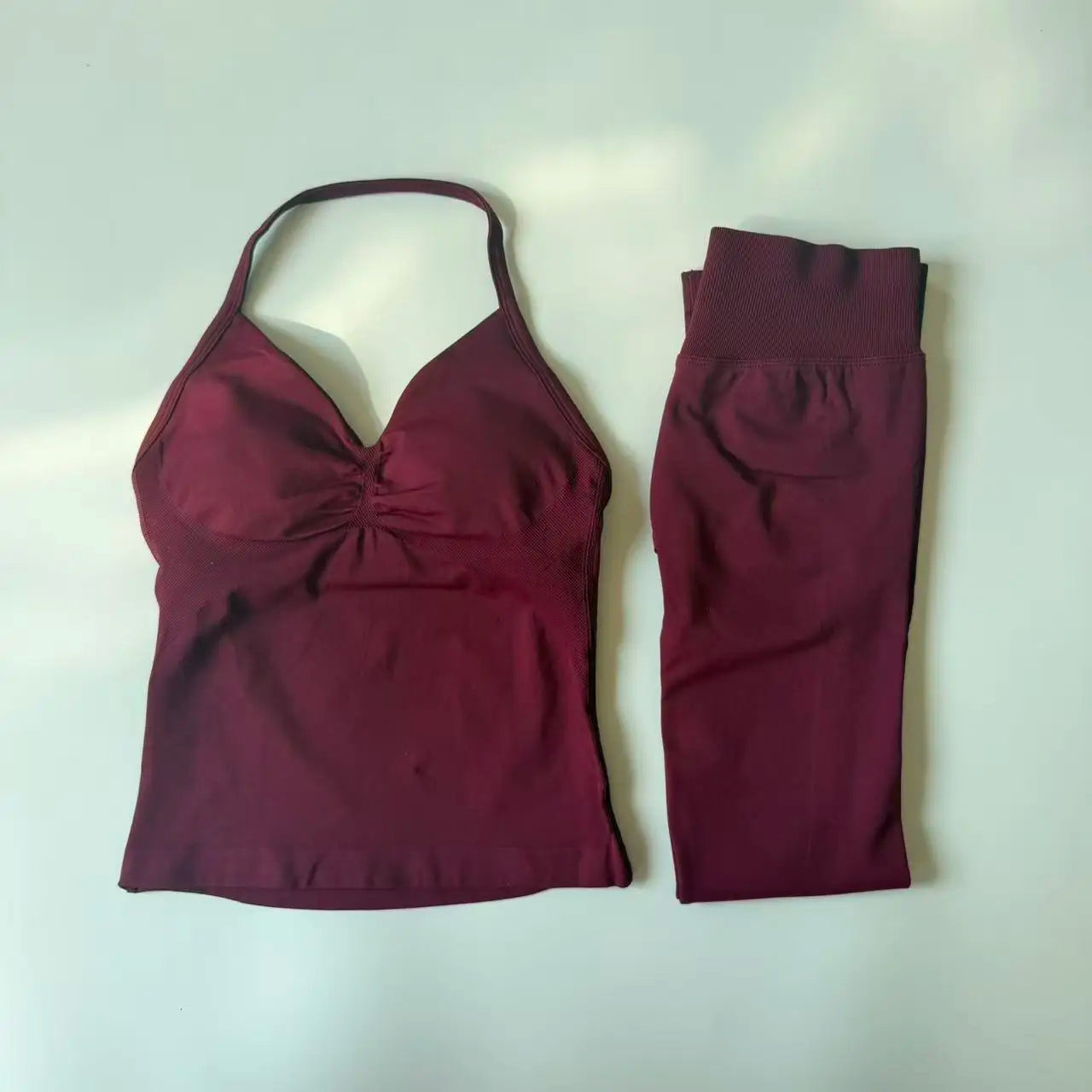 2 Pieces Set Leggings Set Women Backless Tank Tops High Waist Scrunch Gym Suit Fitness Clothes Outfit Workout Yoga Set