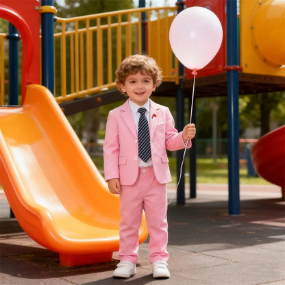 2-14 Yrs Toddler Suit Set with Rose Embroidery 3-Piece Formal Conmmunion Tuxedo Jacket Pants Tie Fast Delivery DTLumika