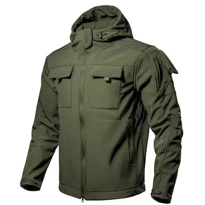 Men's Winter Tactical Military Jackets Hood Waterproof Hiking Camping Sport Fleece Coat Climbing Softshell Trekking Outdoor Wear