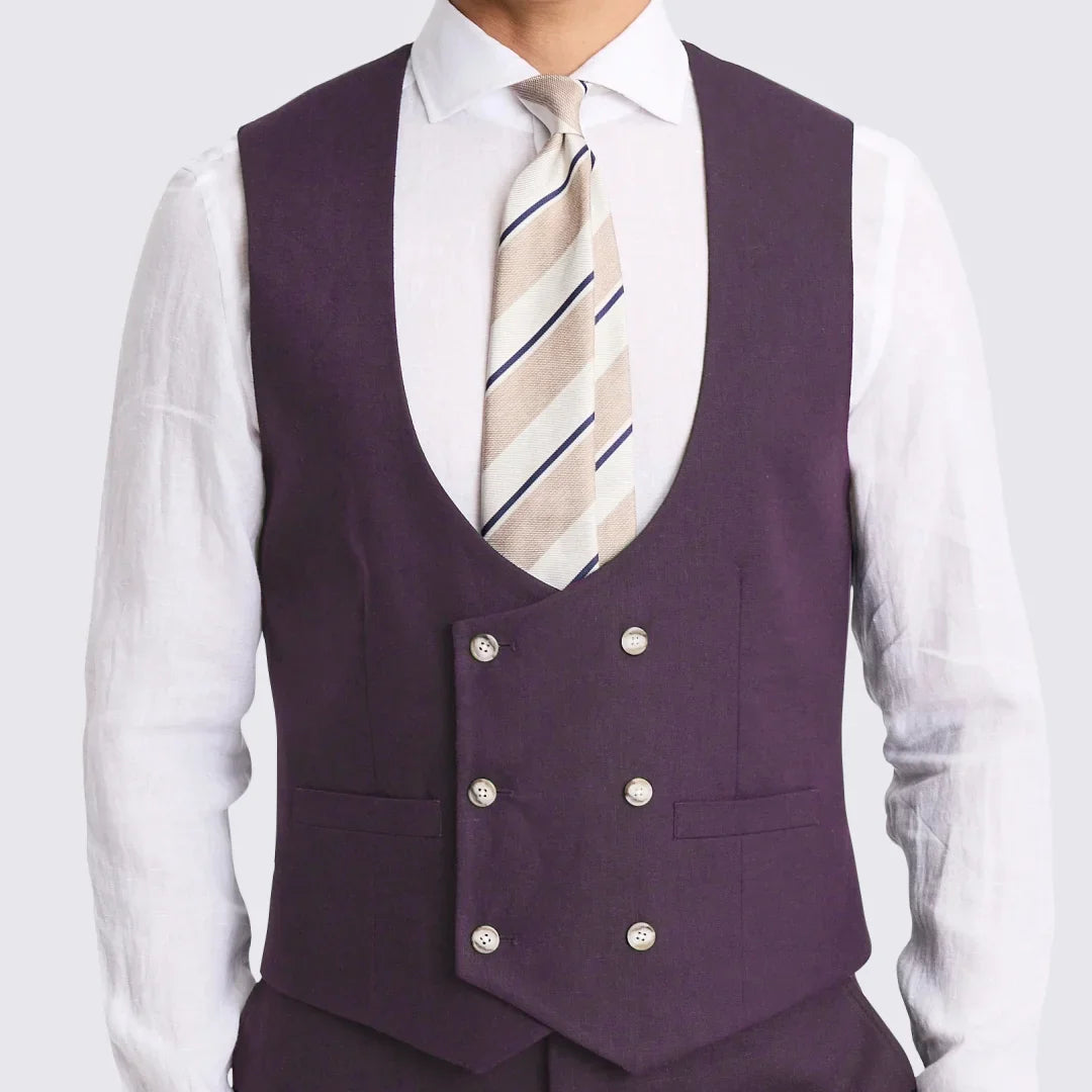 Men Vest White Solid Double Button V Neck Waistcoat For Wedding Party Banquet Business Office Work Daily Casual Men Suit Vest