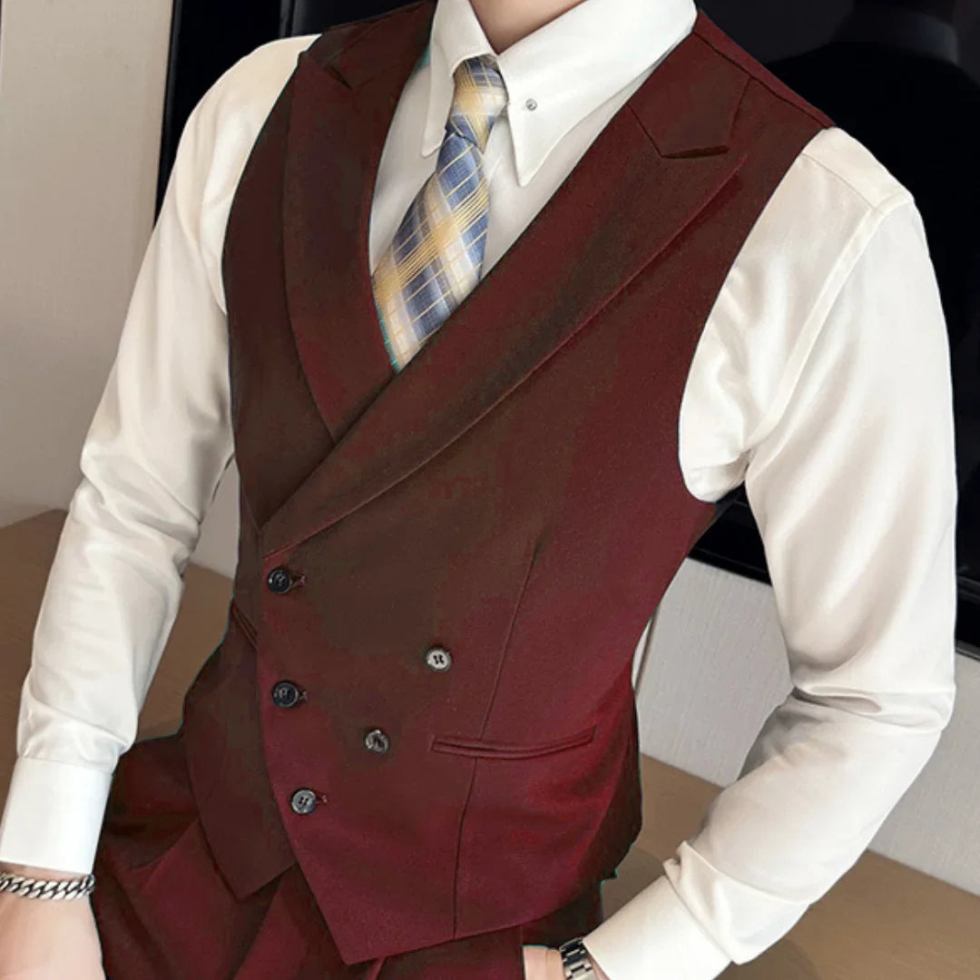 Men Vest Black With Lapel Solid Double Button Waistcoat For Wedding Groom Banquet Business Casual Work Daily Men Suit Vest