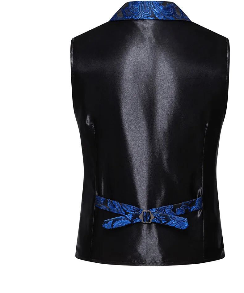 Men's Suit Vest, Jacquard Smart Casual Flip-Front Lapel Vest, Cross-Border Single-breasted Slim Fit Holiday Dress Waistcoat