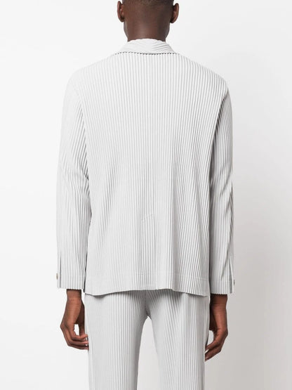 Miyake Pleated Men New Office Black Blazer Luxury High Fashion Suits Partially Lined Autumn Winter Coat