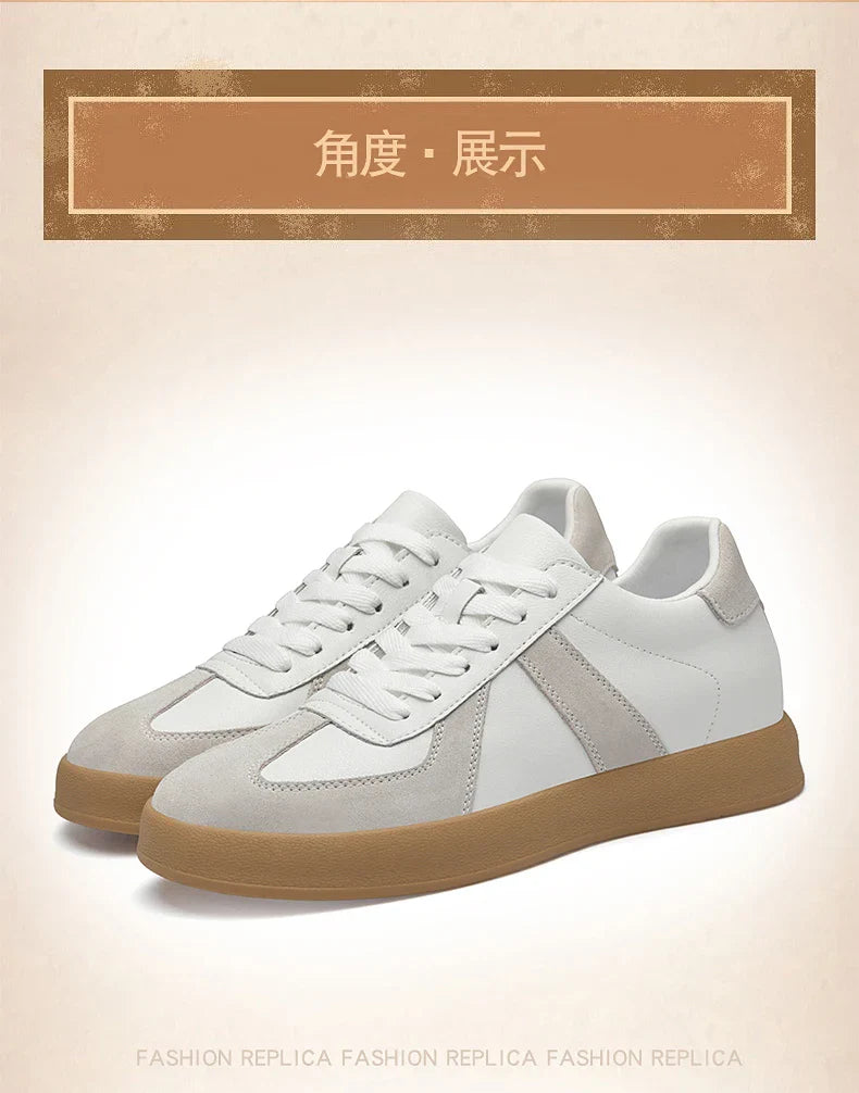Invisible Height-Increasing Shoes 8cm German Training Shoes for Men, Summer Breathable Casual Sneakers, Genuine Leather Retro Versatile Forrest Gump Shoes 6cm