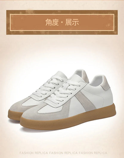 Invisible Height-Increasing Shoes 8cm German Training Shoes for Men, Summer Breathable Casual Sneakers, Genuine Leather Retro Versatile Forrest Gump Shoes 6cm