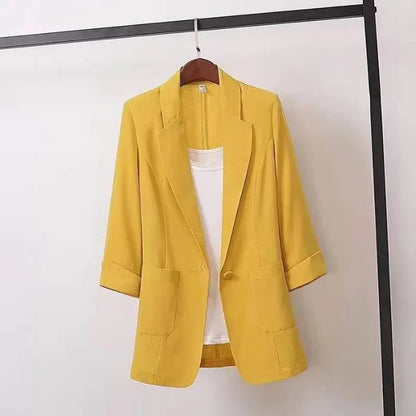 Linen Small Blazer For Women, Thin  Summer Suit, Korean Version, Sun Protection, Casual British Style, White And Black