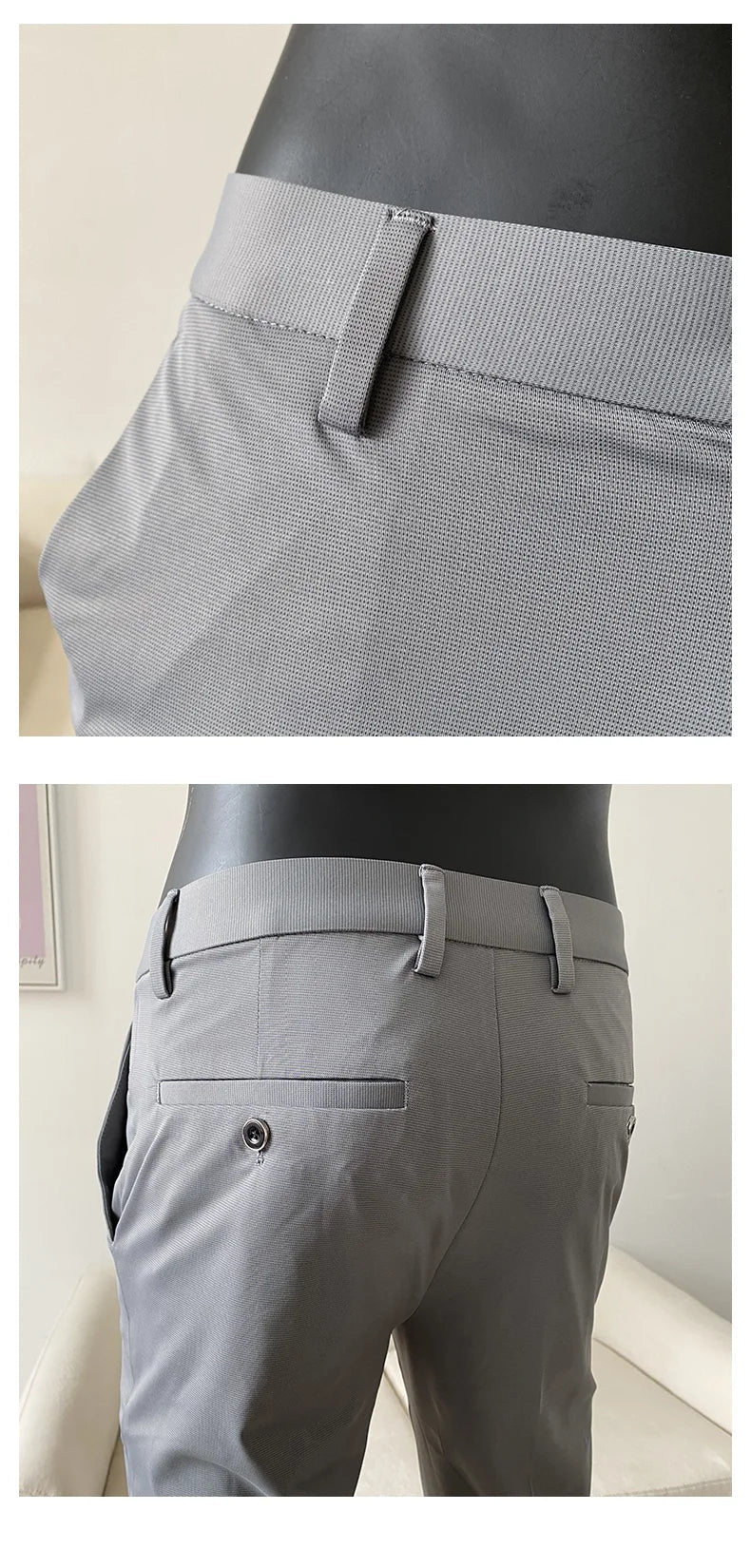 Summer New Light Thin Ice Silk Solid Color Casual Trousers High Quality Fashion Slim Fit Business Social Office Suit Pants