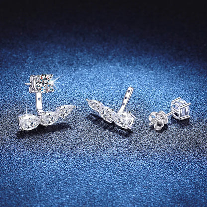 2 in 1 0.5CT Round Brilliant Cut D Color Moissanite Stud Earrings for Women S925 Silver GRA Certified Pierced Earring Gift