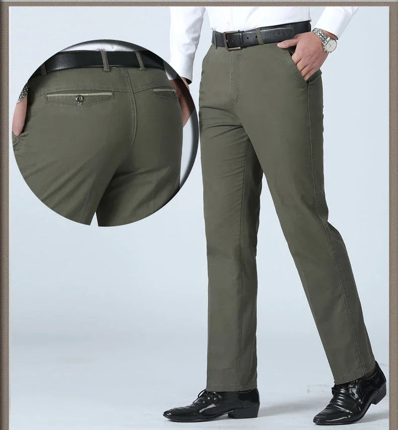 100% Cotton Summer Thin Suit Pants Mens Casual Autumn Thick Classic Business Fashion Stretch Trousers Male Brand Clothes KOACUS