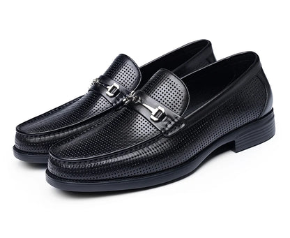 Men's bean shoes, genuine leather hollow out breathable business casual dad leather sandals, soft soled loafers10790DW