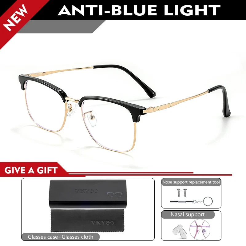 Square Men's Business 8026 Anti-Blue Light Classic Retro Anti-Blue Light Reading Glasses Women Prescription Customized