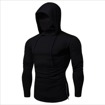 Balaclava Men Zip Hoodie Winter Warm Casual Sweatshirt Y2K with Hooded Face Mask Zipper Design Sports Jacket Outdoor Activities
