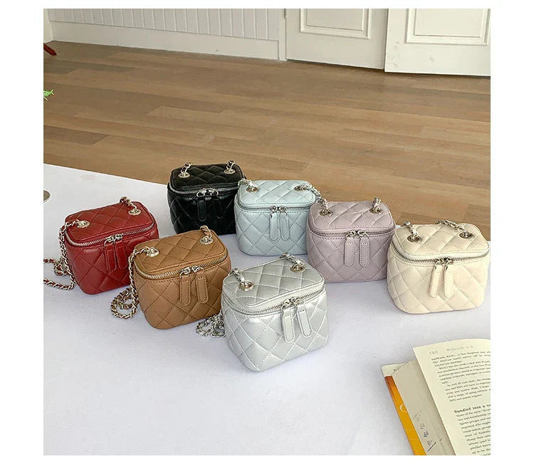 Mini Denim Crossbody Bags for Women 2026 Lingge Chains Shoulder Bag Fashion Brands Box Bag Lipstick Coins Purses and Handbags