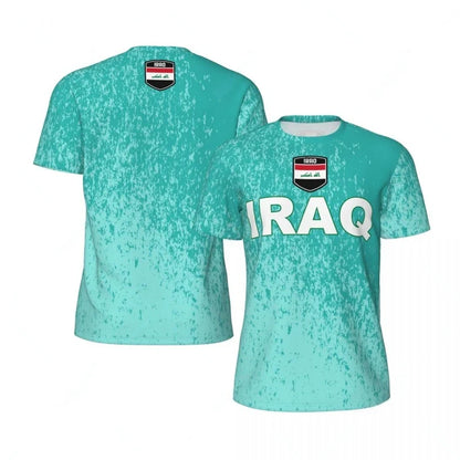 IRAQ Flag 3D Print Sport Quick Dry Breathable Men T-shirt Outdoor Football Jersey Team Fan Loose Short Sleeve Summer Top Clothes