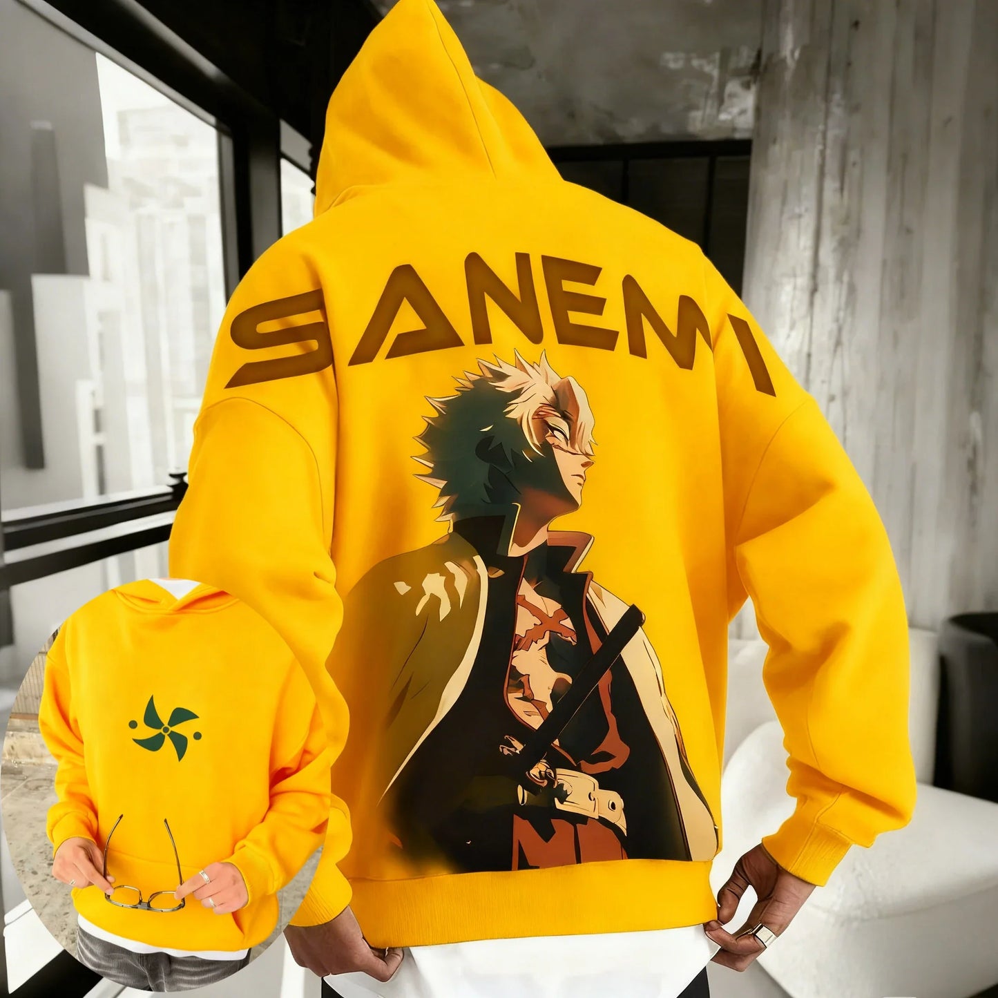 Demon Slayer: Kimetsu no Yaiba Men Hoodie Sweatshirt Sanemi Shinazugawa Anime Spring Autumn Boy Long-sleeved Parent-child Outfit
