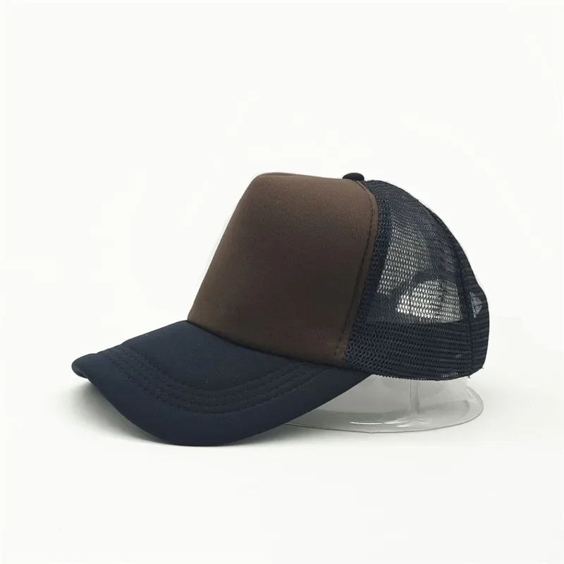 Unisex Cheaper 5 Panel Trucker Hat For Adult Summer Net Baseball Cap Men Women Sponge Mesh Adjustable Sun Hat Visor