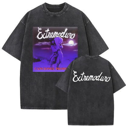 Rock Band EXTREMODURO Tour 2025 Vintage Washed T-shirt Men Women Fashion Hip Hop Street T Shirts Summer Loose Oversized T Shirt