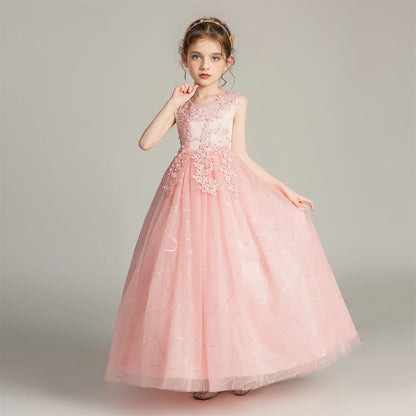 BX683 Kids Dresses For Girls Lace Dress Gown Princess Clothes Children Formal Evening Party Flower Girls Wedding Vestidois