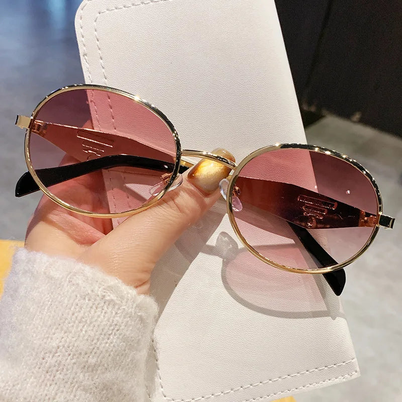 Fashion New Trend Oval Acetate Sunglasses for Women Brand Designer Ladies Shades Party Eyeglasses Girls Frame Sun Glasses