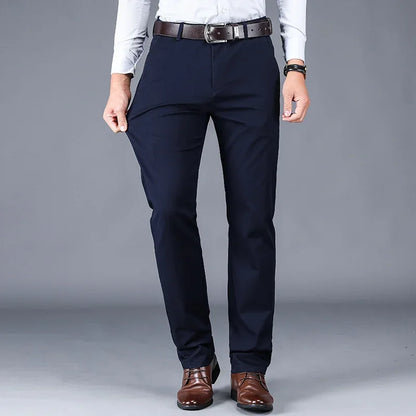 4 Colors 98% Cotton Casual Pants Men 2024 New Classic Style Straight Loose High Waist Elastic Trousers Male Brand Clothes