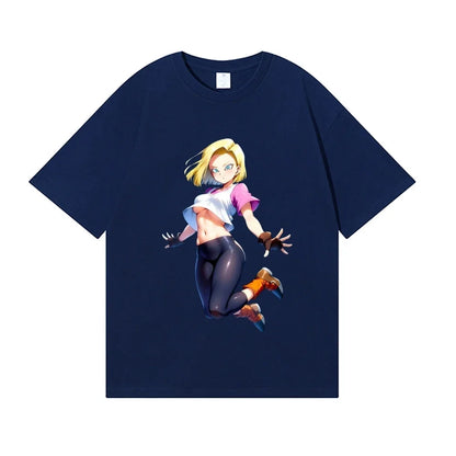 Dragon Ball Android 18 Japanese Style Classic Tee High-quality Streetwear Men's Clothing Women Clothing 2026 Summer New T Shirt
