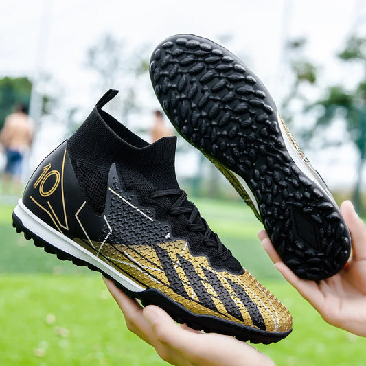 Limited high-top soccer boots FG spikes and TF broken nails Unisex style are available in 3 colors football boots sneakers