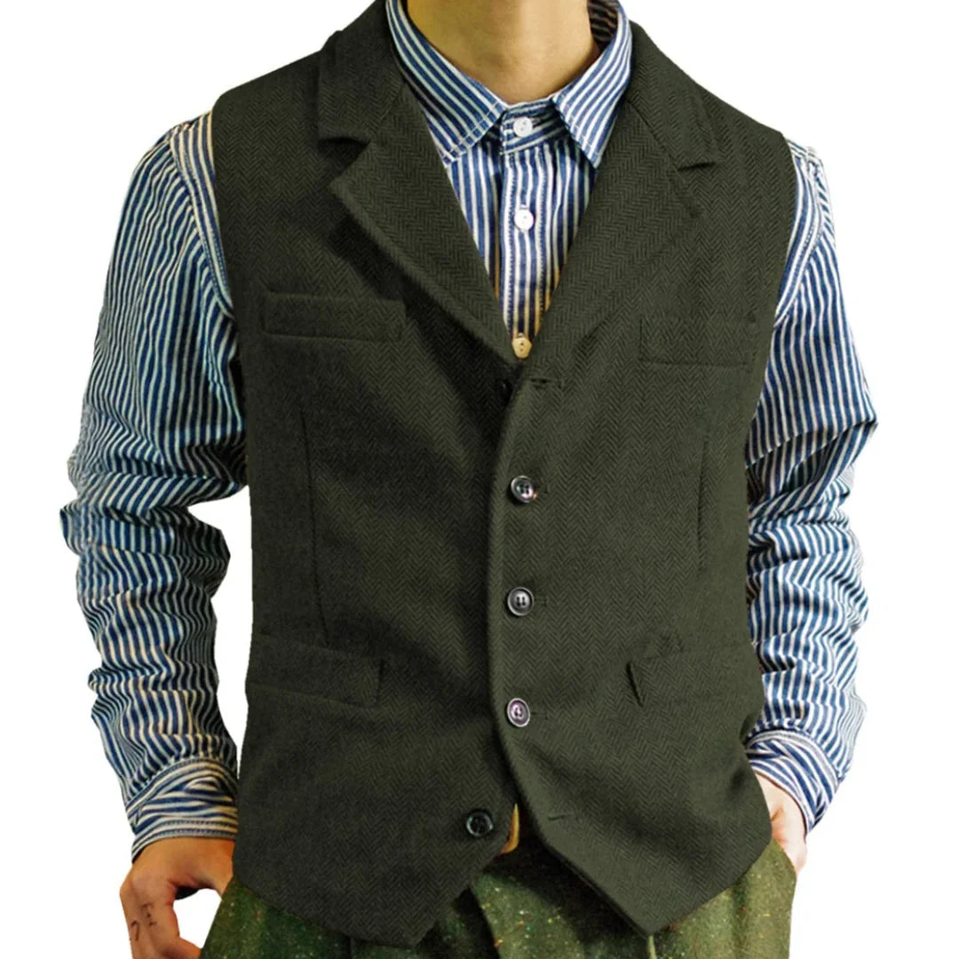 Men Vest Brown Single Button With Lapel Solid Waistcoat For Wedding Banquet Business Office Work Casual Daily Men Suit Vest