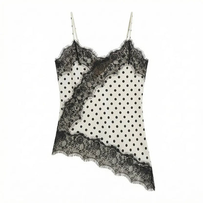 Sexy Women Asymmetrical Lace Slip Tops Summer Female Backless Sleeveless Off Shoulder Underwear Tanks Elegant Beach Camisole