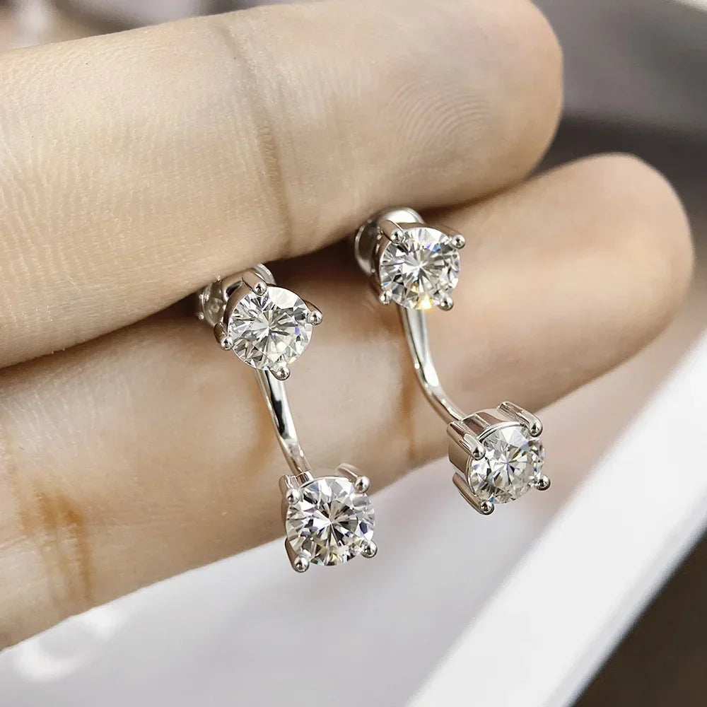 2 in 1 Pear Marquise Cut Moissanite Stud Earrings for Women S925 Silver Full Lab Diamond Dainty Pierced Ear Fine Jewelry