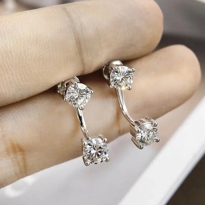 2 Stone Pear Cut Moissanite Stud Earrings for Women S925 Silver 2cttw All Lab Diamond Earring Pierced Ear Fine Jewelry Gift