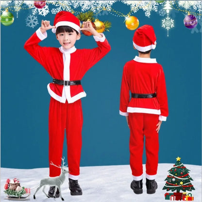 New Year Children Christmas Clothes Santa Claus Red Outfits Cosplay Costume Set Warm Classic Xmas Suit Wear Boys Girls Toddler